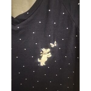 Laura Ashley Nightgown Pajamas Polka Dots Navy Blue Scottie Dog Summer Sz L